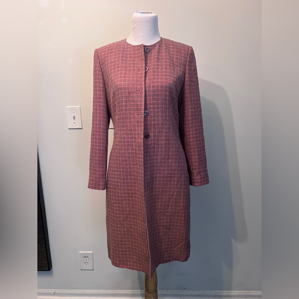 Vintage 1980s Harvé Benard Pink Dress Coat Pencil Skirt Set Elle Woods Size 8